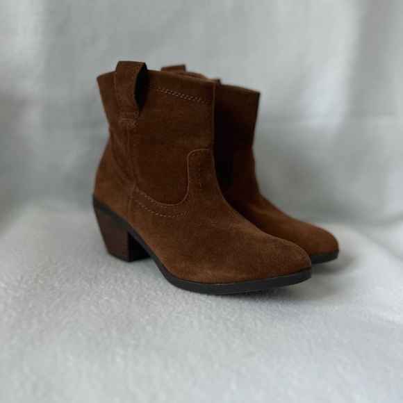 Call It Spring Shoes - Call It Spring Size 7 Cognac Suede Ankle Booties